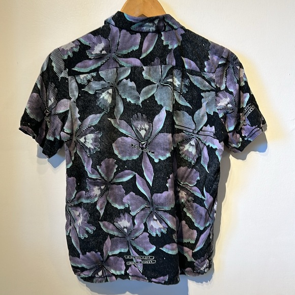 Volcom black Hawaiian print boys button down shirt L 12 light weight vacation - Picture 4 of 5
